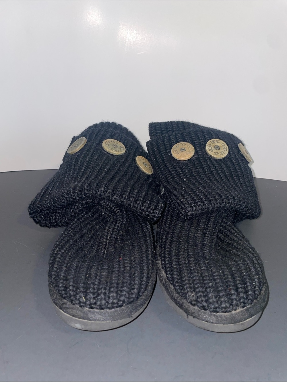 UGG Black Knit Button Booties